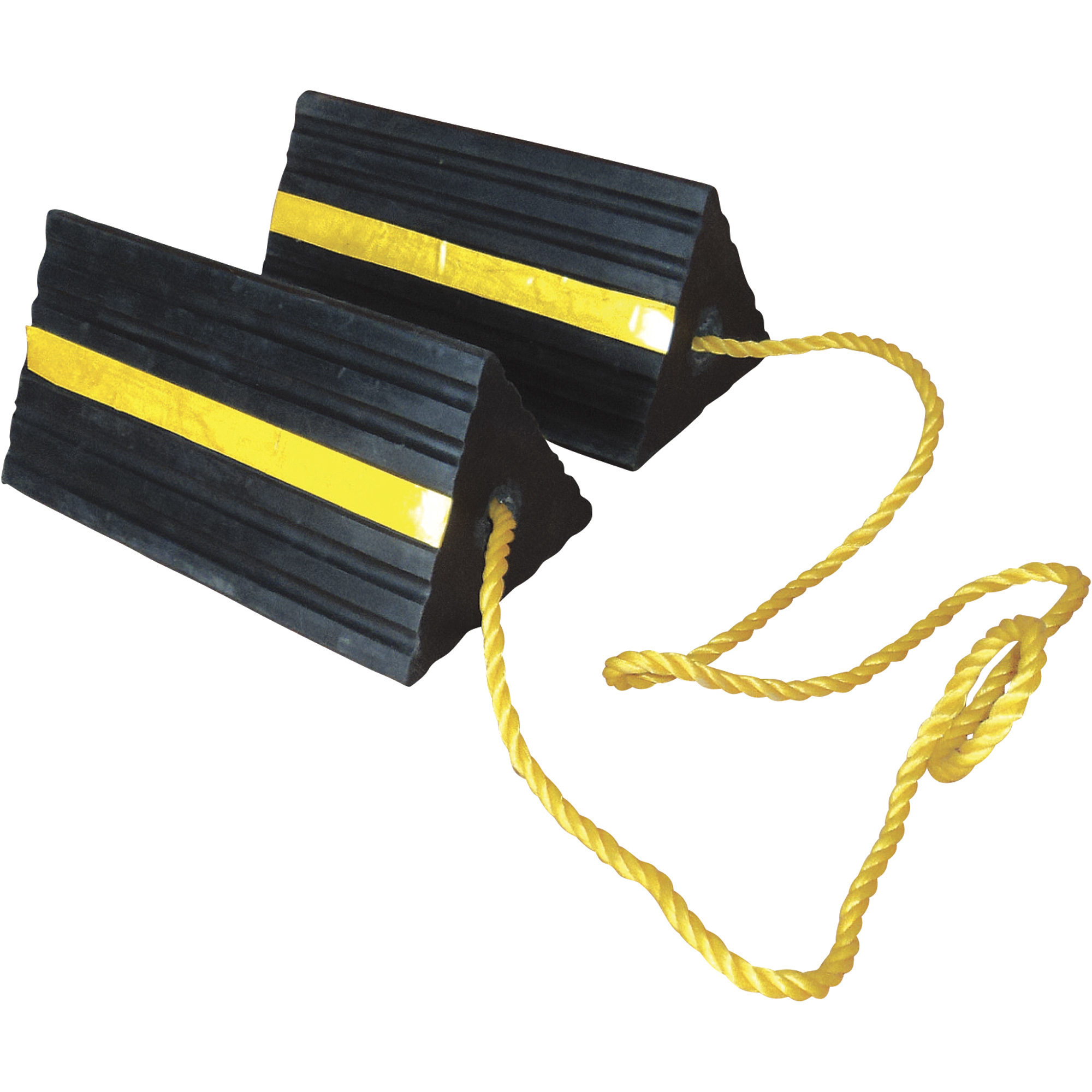 Ironton Aircraft Wheel Chocks, Small Size, Ribbed Rubber, 10in. x 5in. x 4-5/16in., 2-Pk.